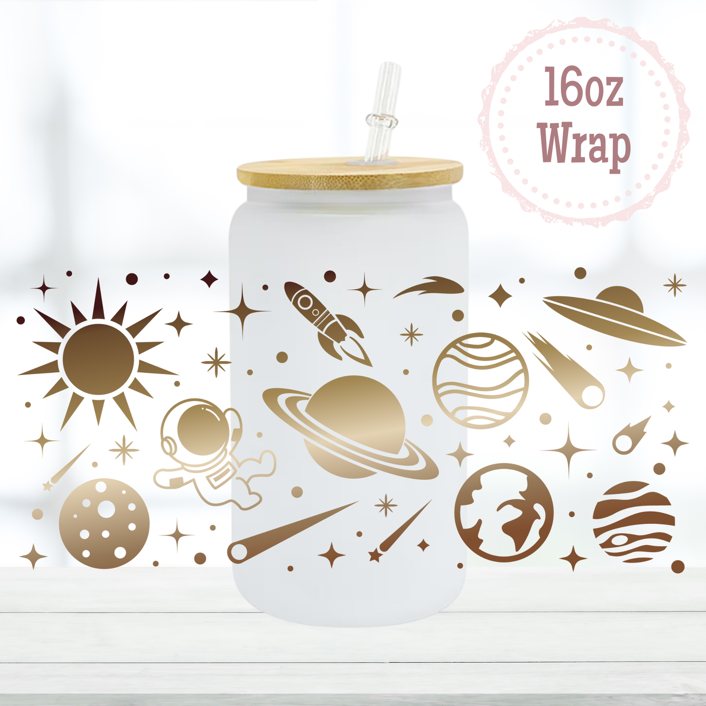 Gold Space 16oz UVDTF Cup Wrap