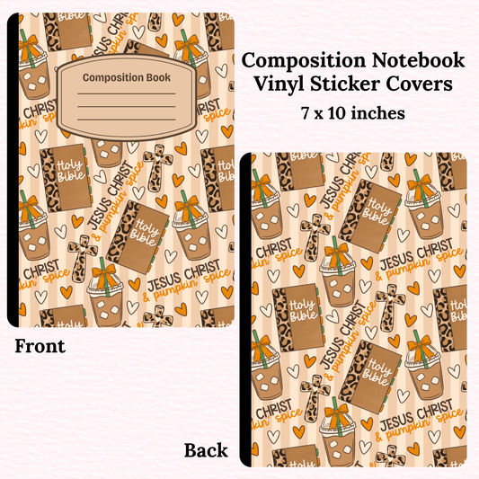 Pumpkin Spice Jesus Composition Notebook Vinyl Cover