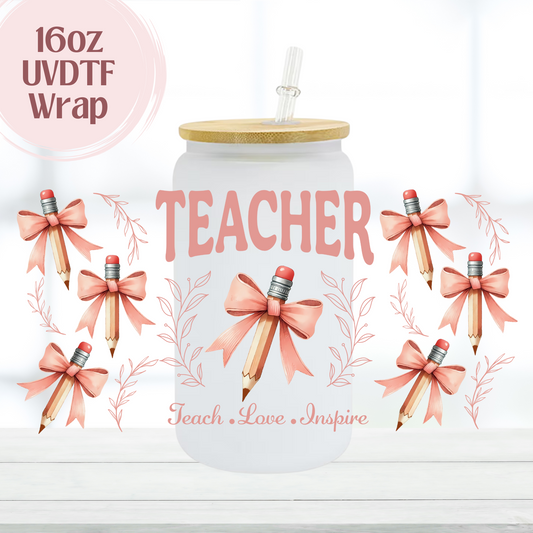 Teacher Coquette 16oz UVDTF Cup Wrap