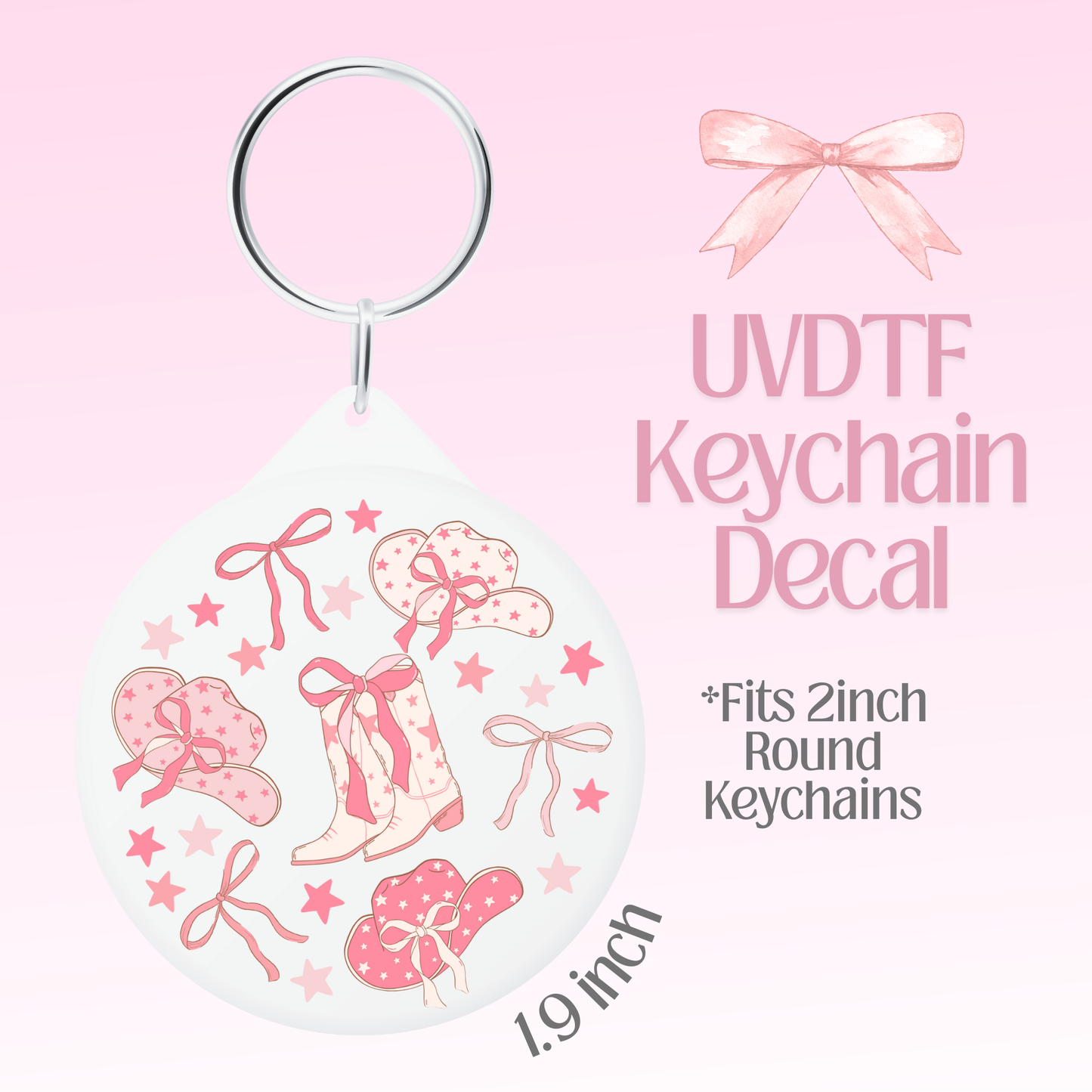 Pink Western Round Keychain Decal