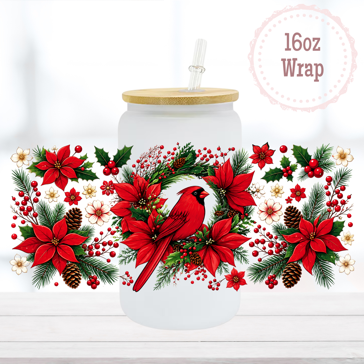 Cardinal 16oz UVDTF Cup Wrap