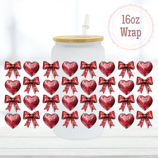 Glitter Hearts 16oz UVDTF Cup Wrap