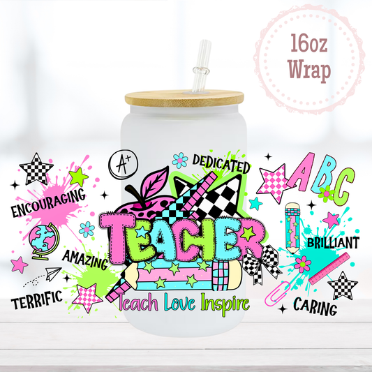 Teacher Affirmations 16oz UVDTF Cup Wrap