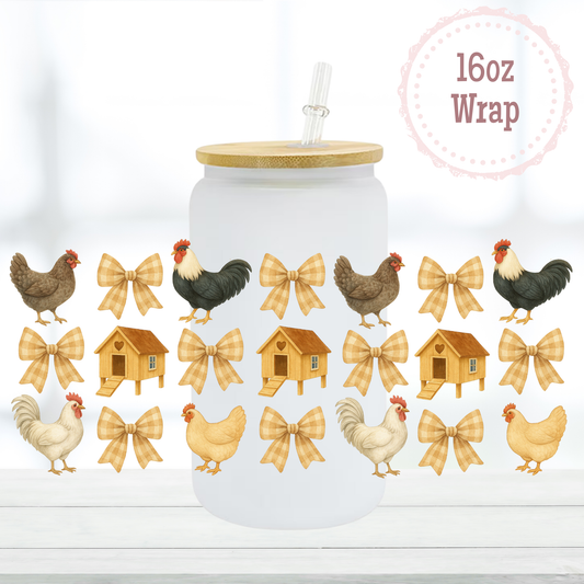 Boho Chickens 16oz UVDTF Cup Wrap