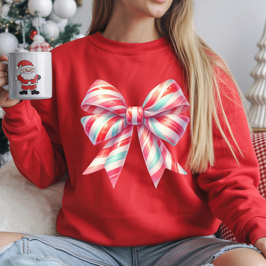 Candy Cane Bow DTF Print