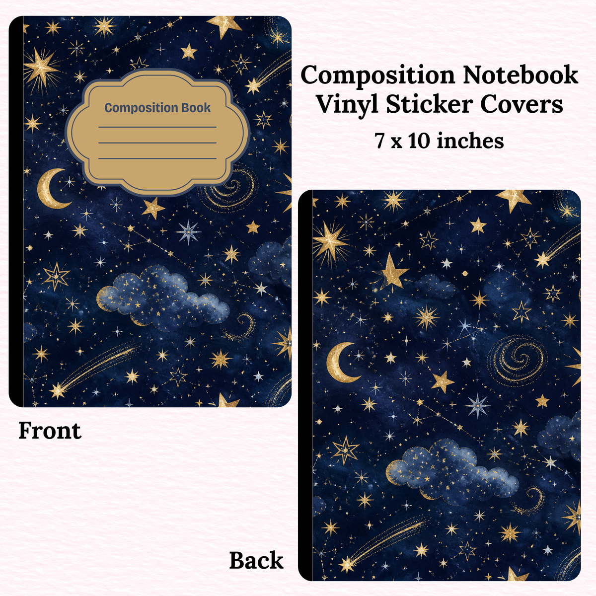 Stars and Moons Composition Notebook Vinyl Cover