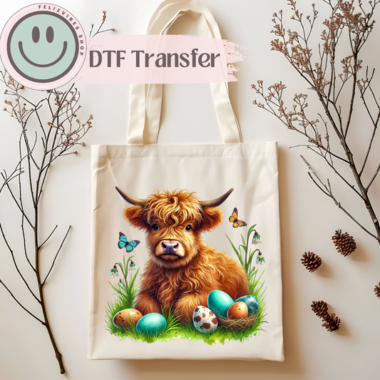 Easter Highland Cows DTF Print