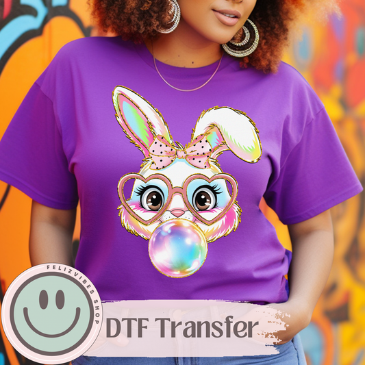 Bunny Bubblegum Easter DTF Print