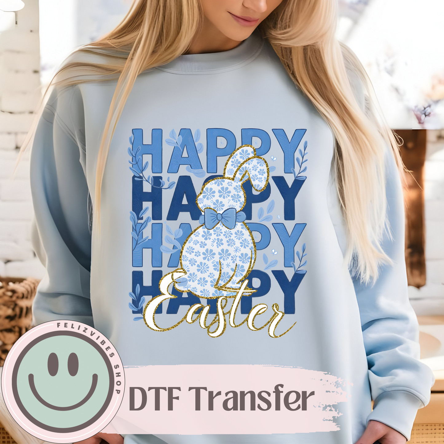 Happy Easter Blue DTF