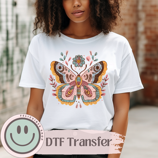 Pink Boho Butterfly DTF