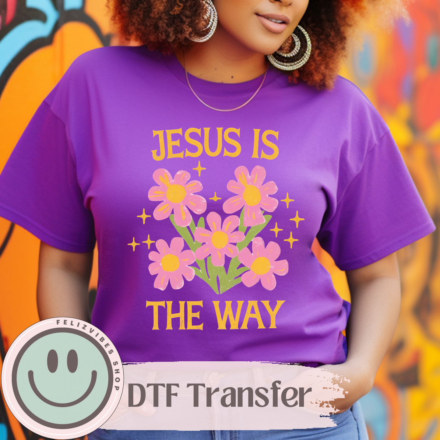 Jesus The Way Spring Flowers DTF Print