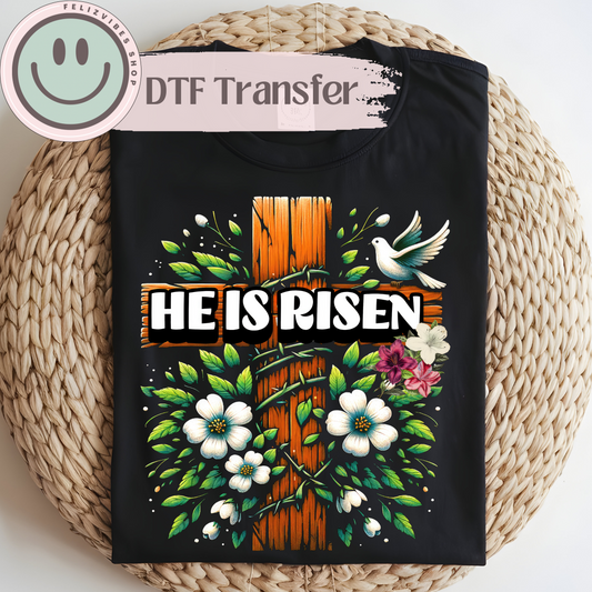 He Is Risen Vines and Flowers DTF