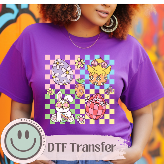 Checkered Colorful Easter DTF