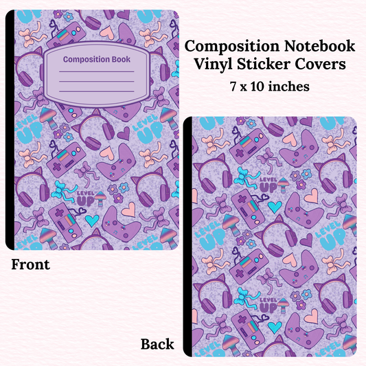 Girl Gaming Composition Notebook Vinyl Cover