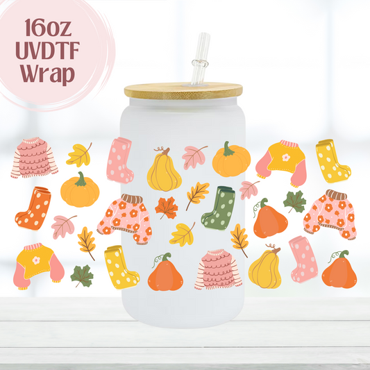 Cute Fall 16oz UVDTF Cup Wrap