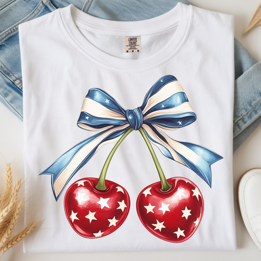 Patriotic Cherries DTF Print