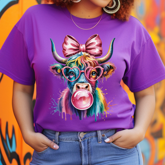 Rainbow Cow DTF Print
