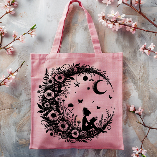 Floral Moon Reader DTF Print