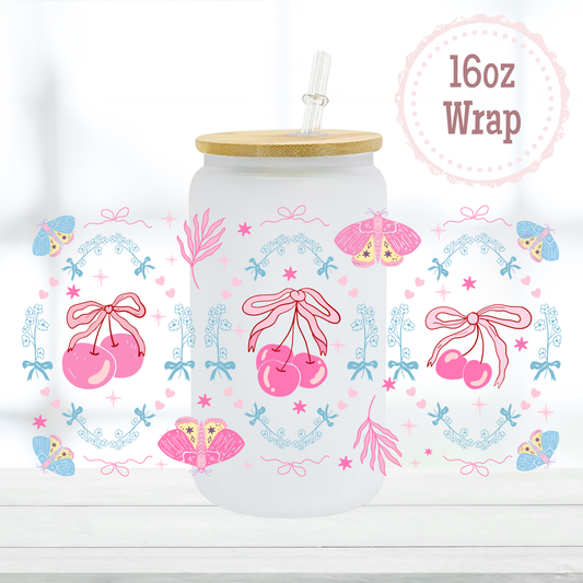 Pink Cherries 16oz UVDTF Cup Wrap