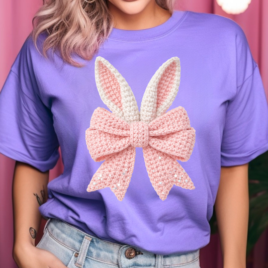 Faux Yarn Bunny Bow DTF