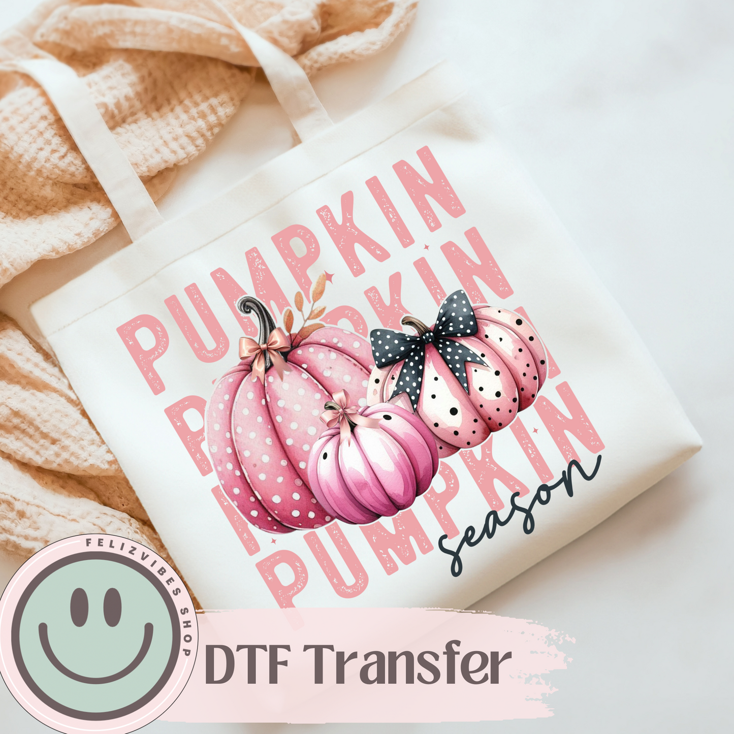 Pumpkin Season Pink DTF Print