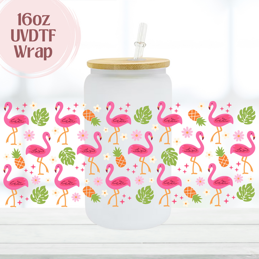 Flamingos 16oz UVDTF Cup Wrap