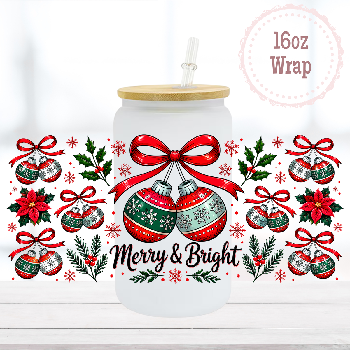 Merry & Bright 16oz UVDTF Cup Wrap