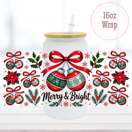 Merry & Bright 16oz UVDTF Cup Wrap