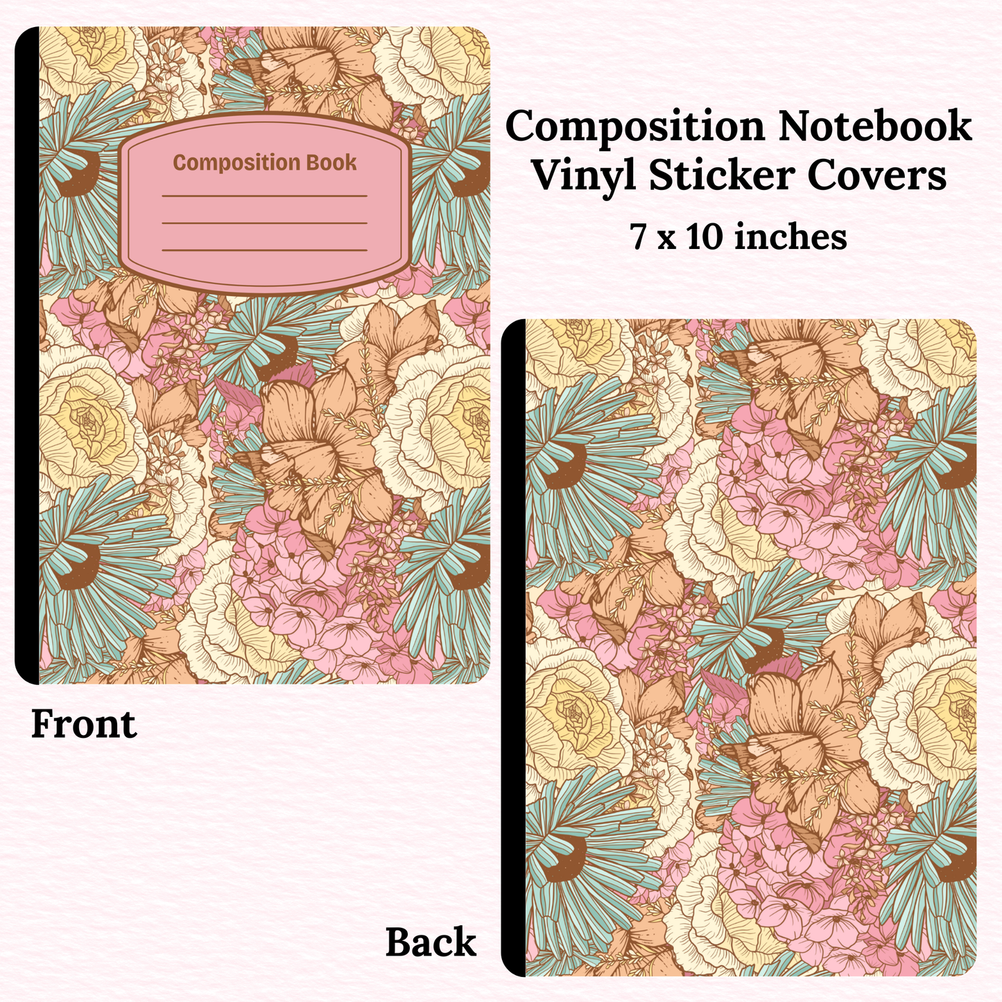 Vintage Flowers Composition Notebook Vinyl Cover