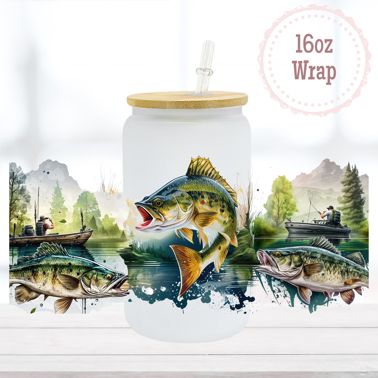 Fishing 16oz UVDTF Cup Wrap
