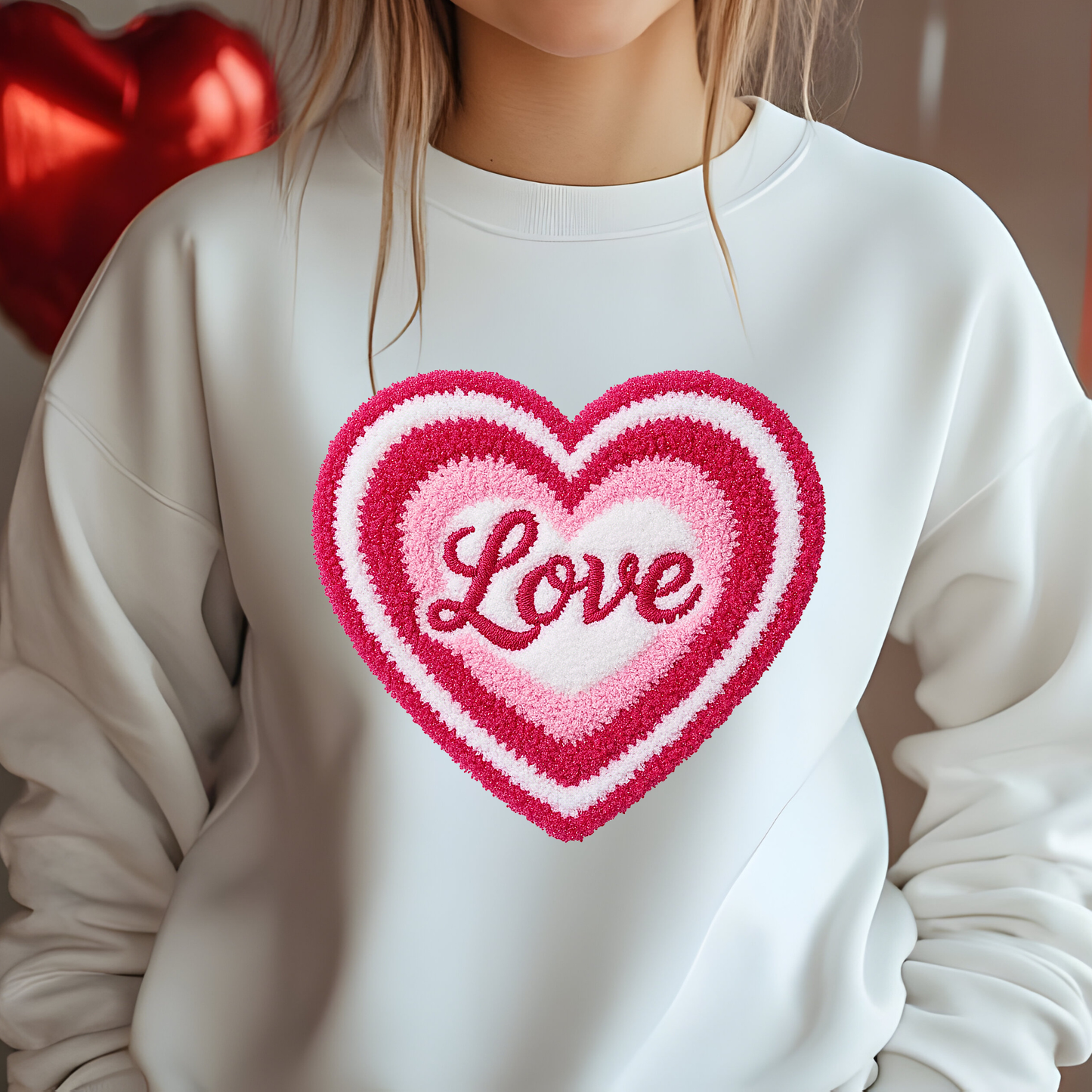 Faux Yarn Love Heart DTF Print