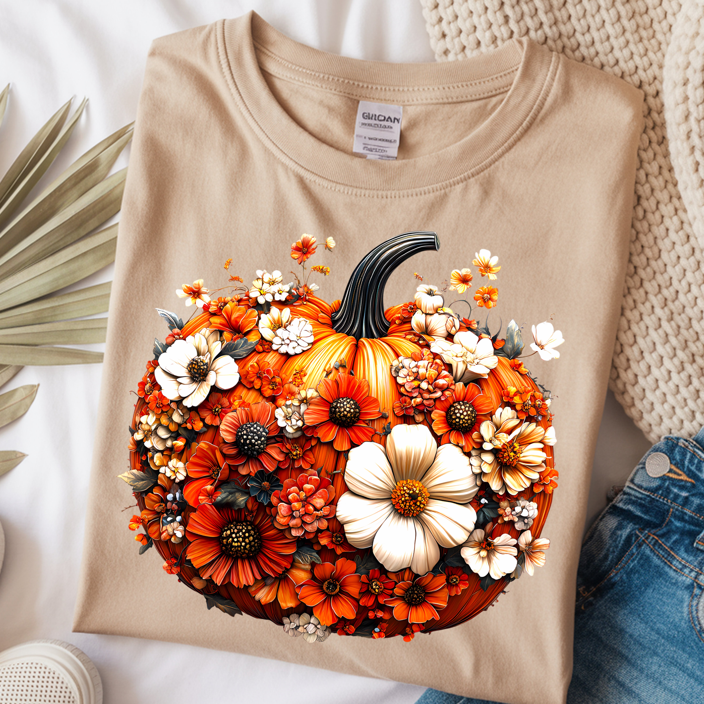Floral Pumpkin DTF Print