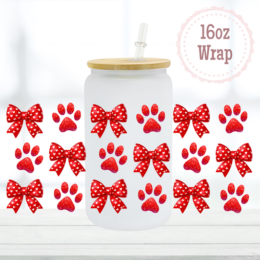 Glitter Paws and Hearts 16oz UVDTF Cup Wrap