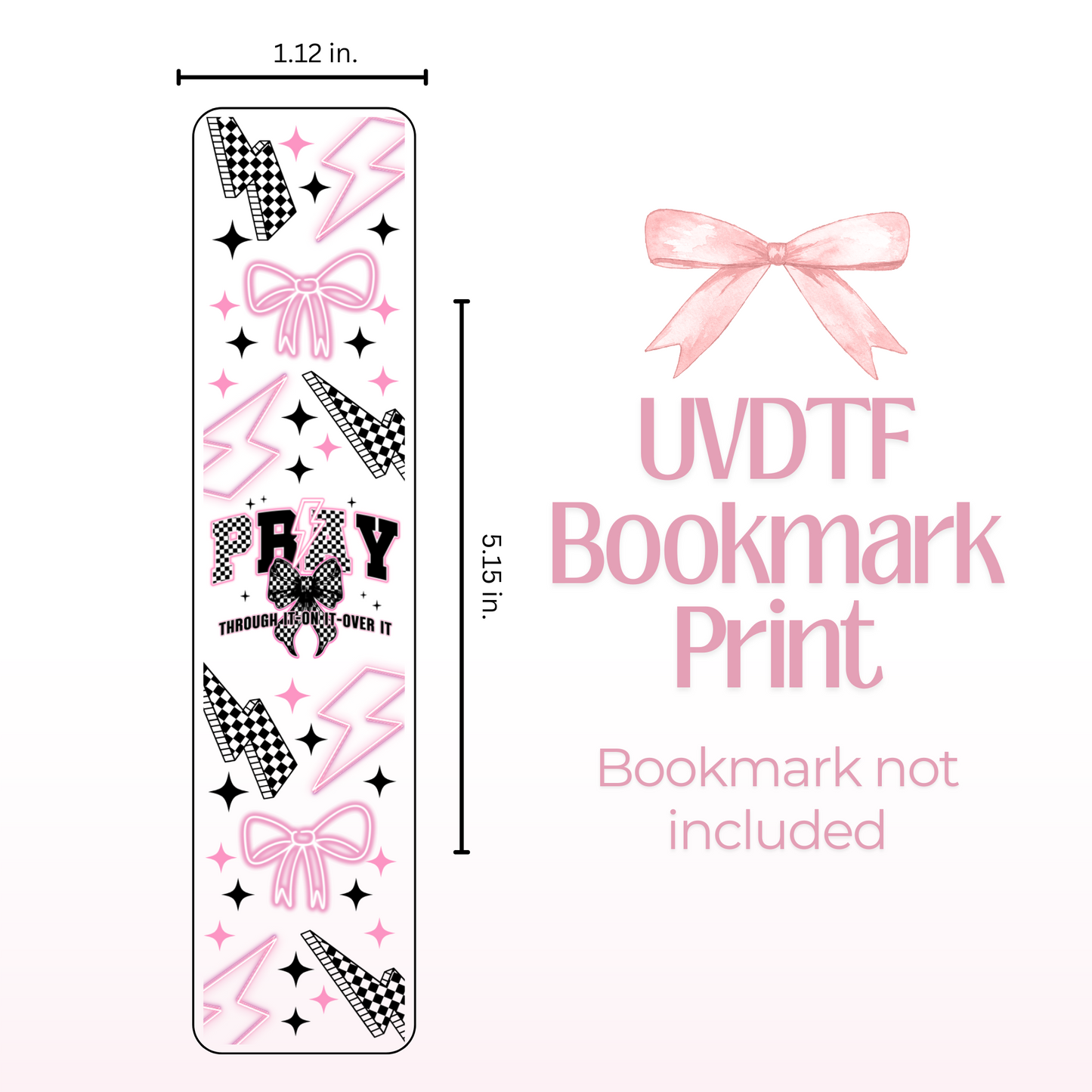 Pray Checkered Pink Double Sided Bookmark