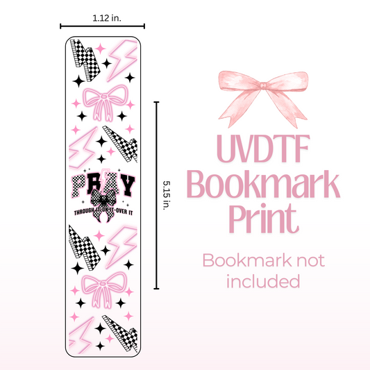 Pray Checkered Pink Double Sided Bookmark