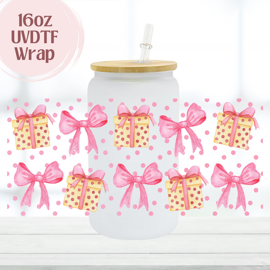 Pink Presents and Bows 16oz UVDTF Cup Wrap