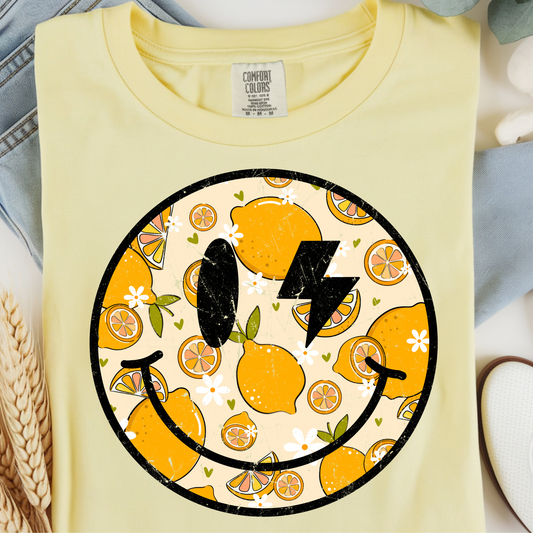 Lemon Smiley DTF Print