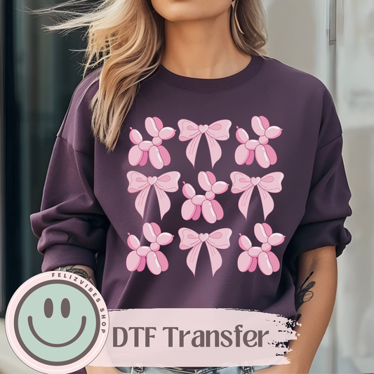 Balloon Dogs Pink DTF Print