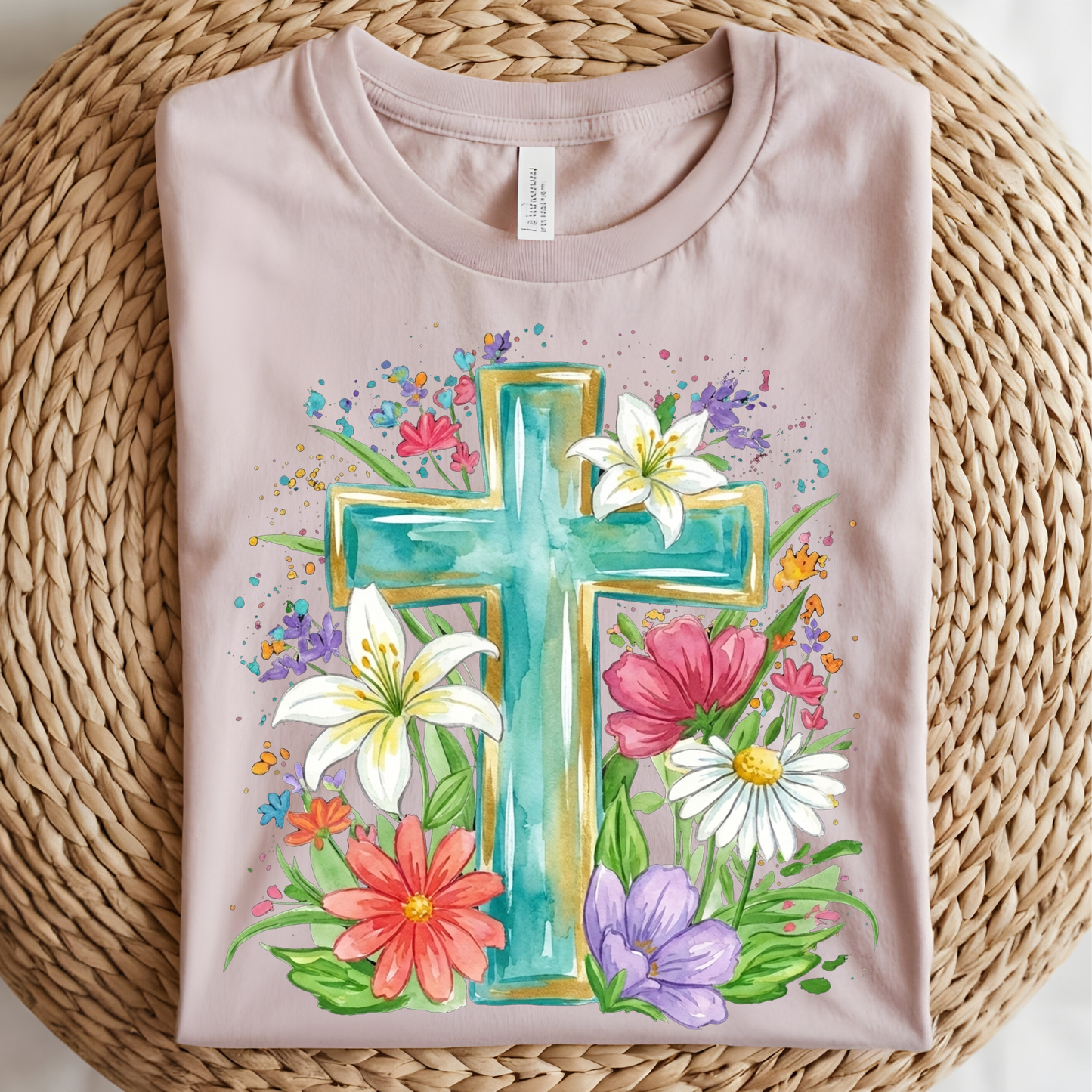 Cross Flowers DTF Print