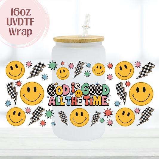 God is Good Smileys 16oz UVDTF Cup Wrap