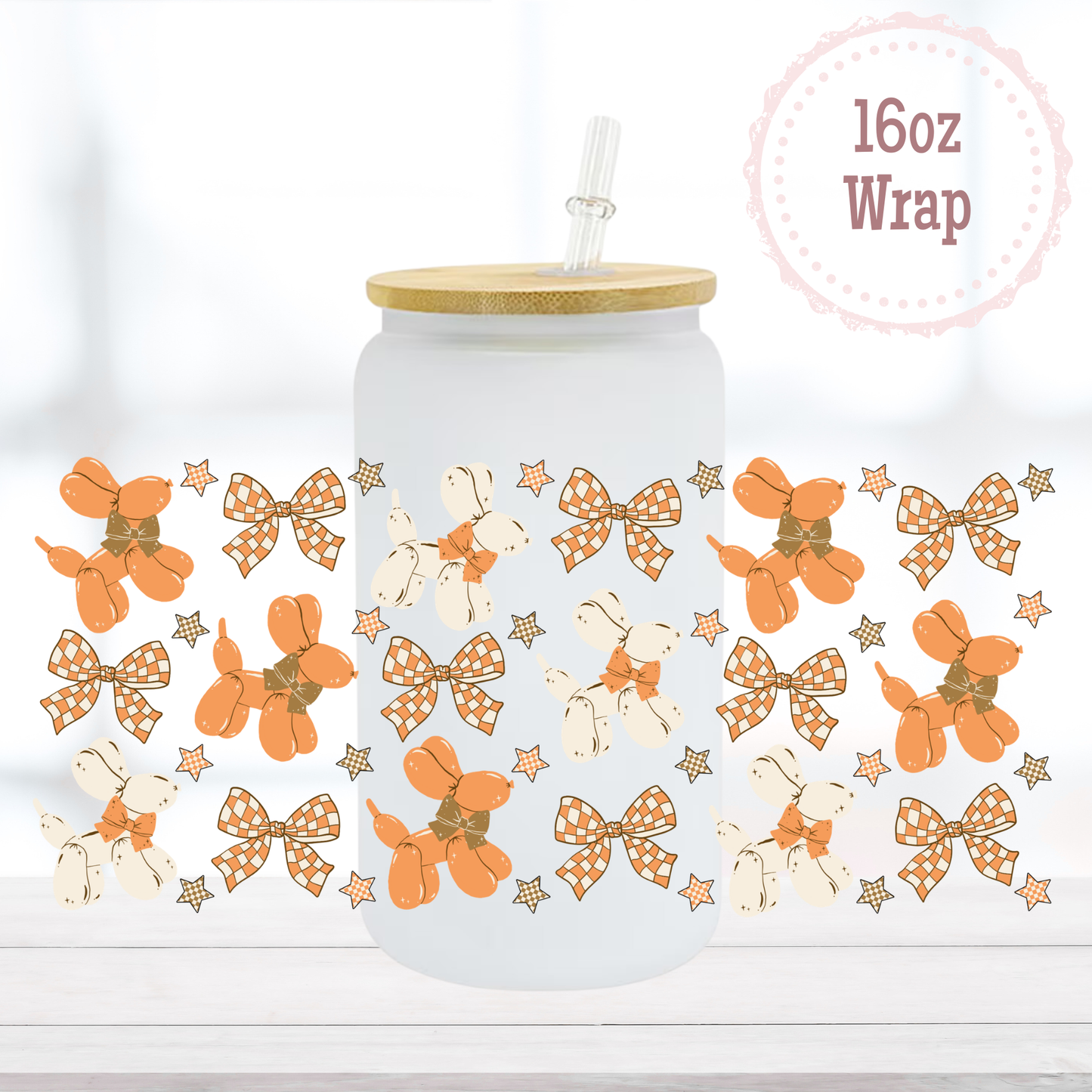 Fall Balloon Dogs 16oz UVDTF Cup Wrap