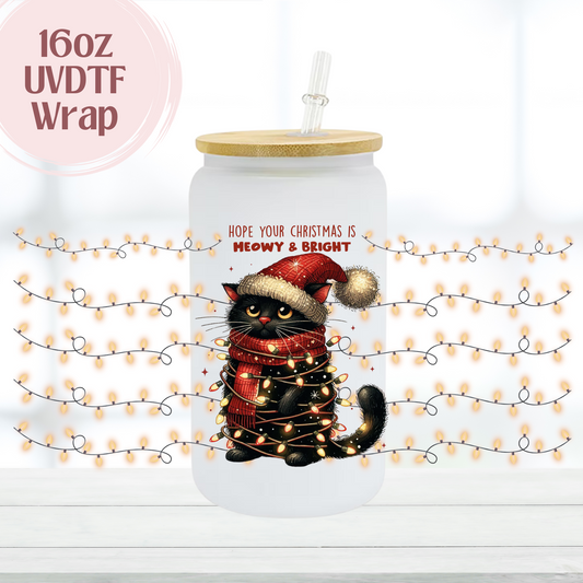 Meowy Christmas 16oz UVDTF Cup Wrap