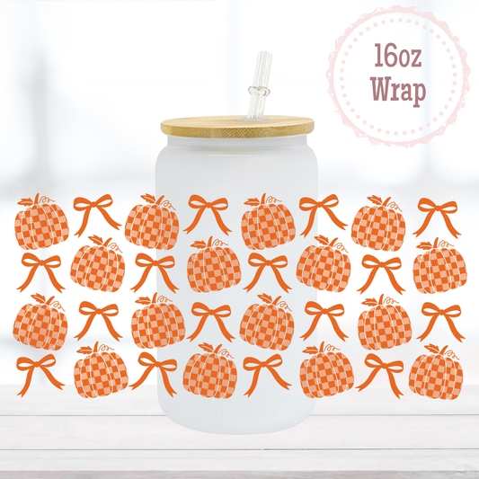 Checkered Pumpkins 16oz UVDTF Cup Wrap
