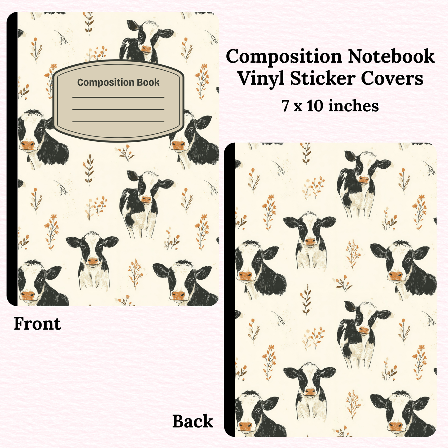 Vintage Cows Composition Notebook Vinyl Cover
