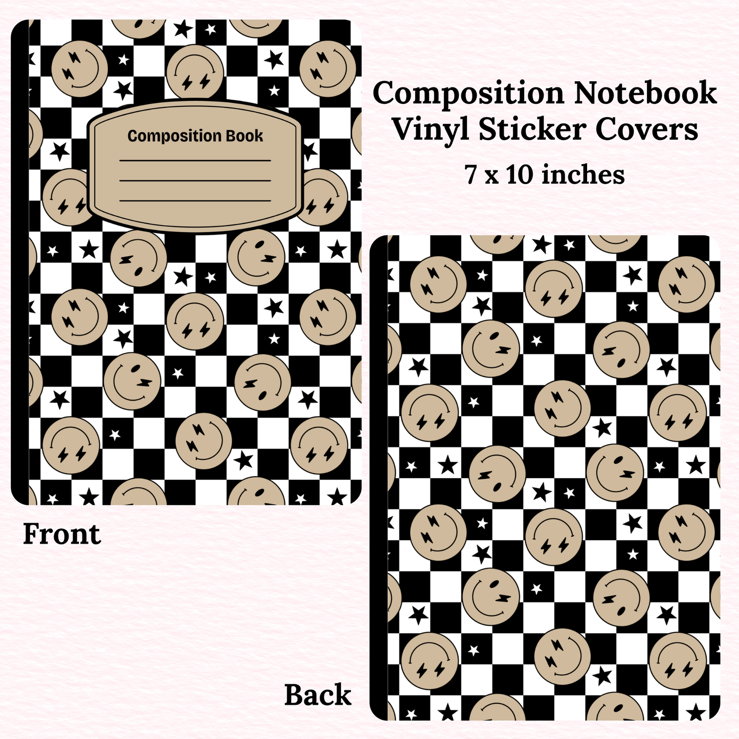 Checkered Smileys Composition Notebook Vinyl Cover