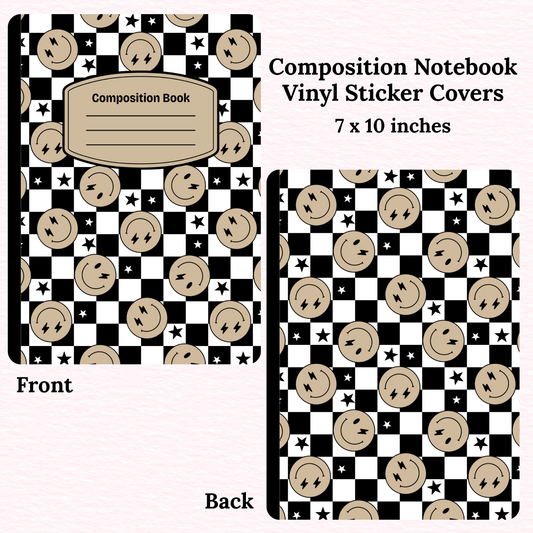 Checkered Smileys Composition Notebook Vinyl Cover