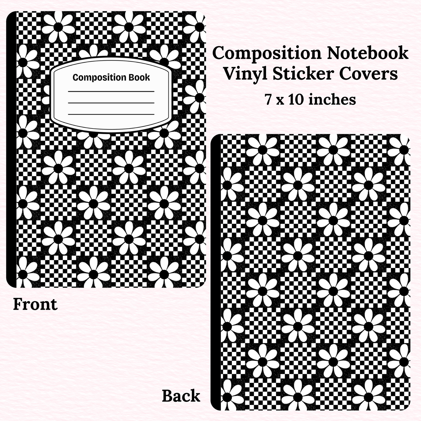 Checkered Flowers Composition Notebook Vinyl Cover