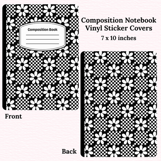Checkered Flowers Composition Notebook Vinyl Cover