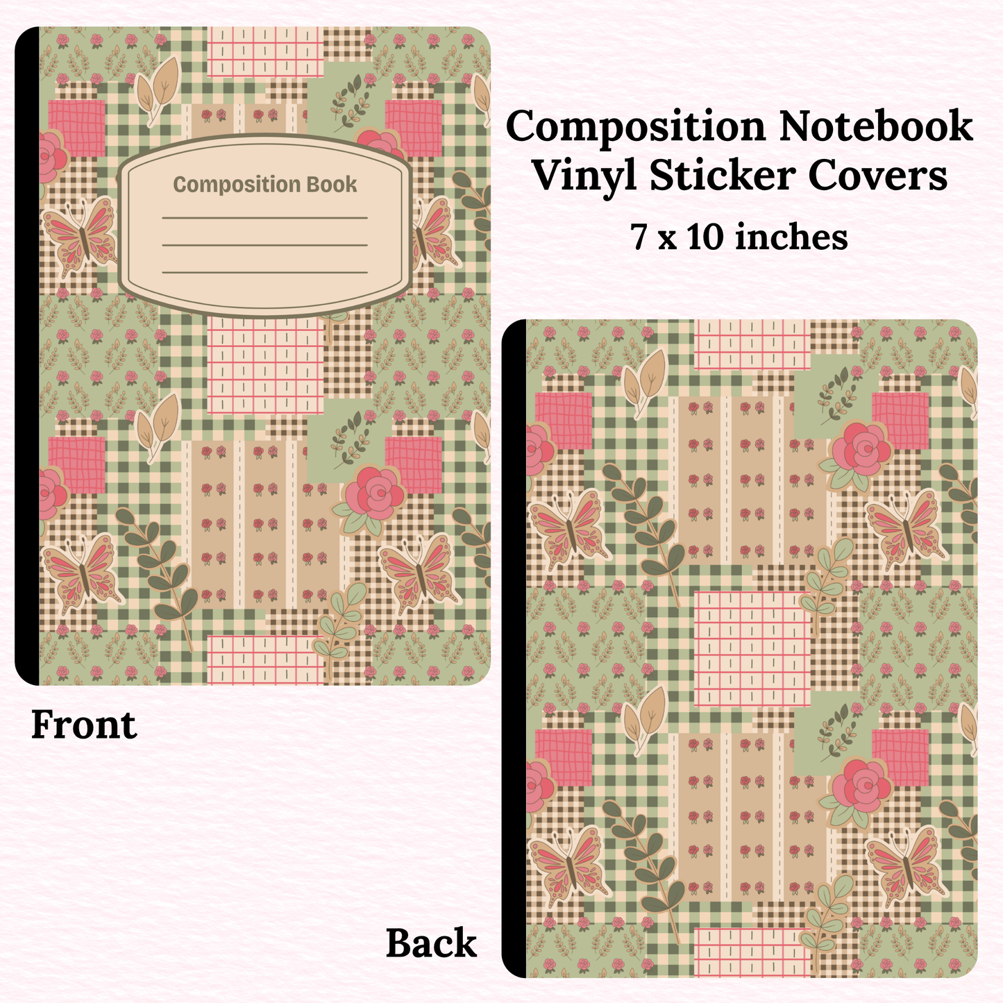 Vintage Patchwork Composition Notebook Vinyl Cover