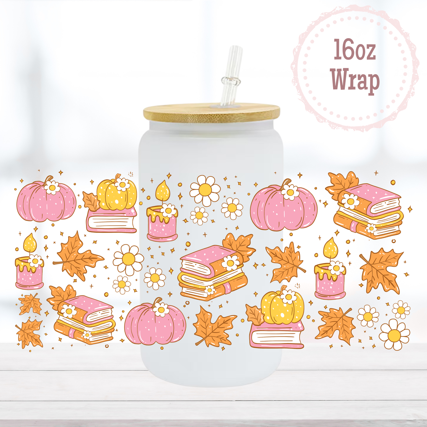 Fall Books 16oz UVDTF Cup Wrap